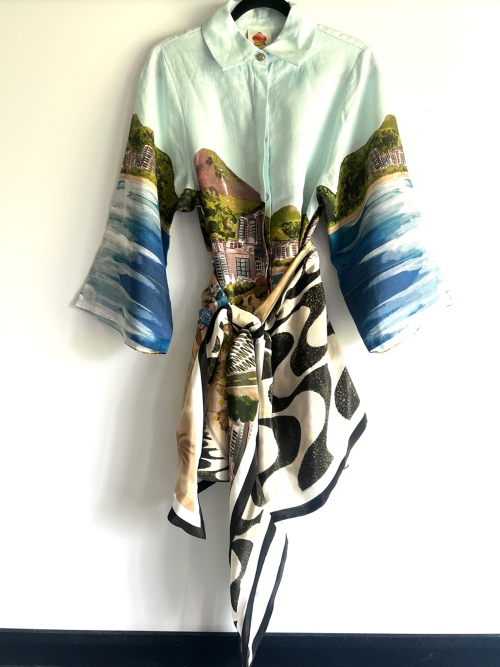 FARM Rio Multicolor Copacabana Beach Long Sleeve Kimono Dress Size Small NWT - Picture 4 of 15